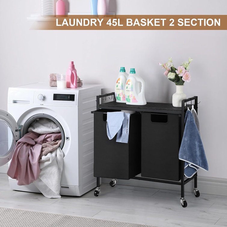 Laundry shop basket hooks